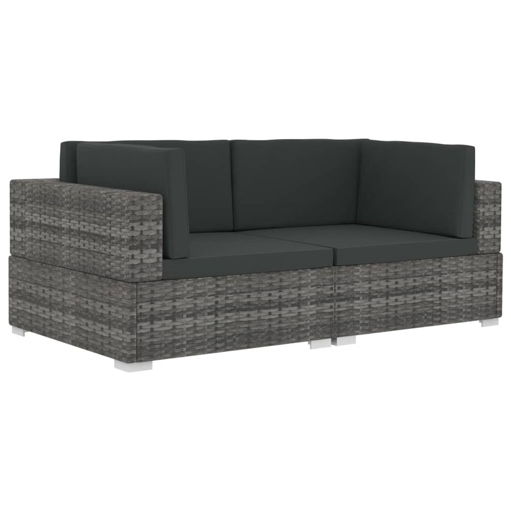 Chaises d'angles lot de 2 avec coussins résine tressée gris