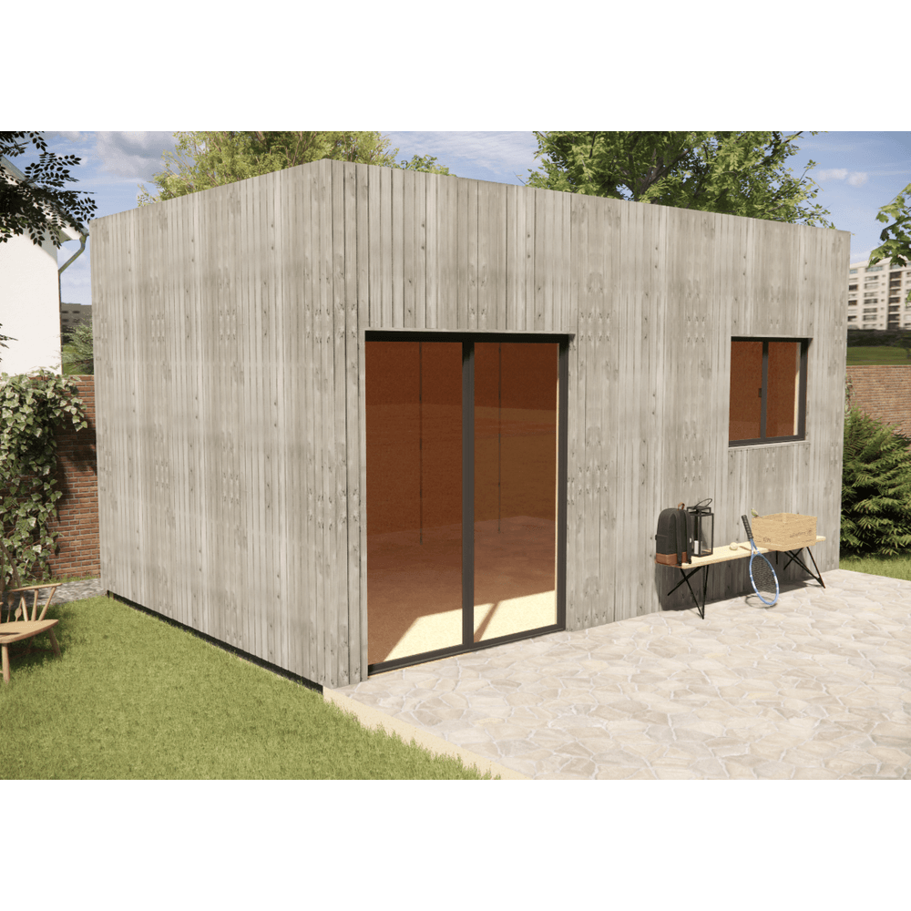 Studio de jardin bien isolé en bois 5,5 x 3,5 x 3,2 m / isolation re2020