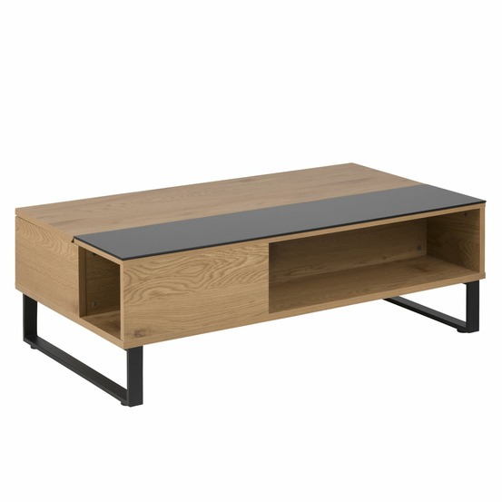Table basse azéla en verre et mdf avec plateaux relevable
