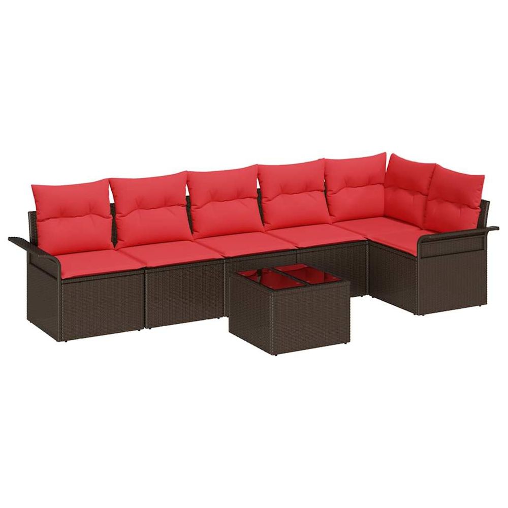 Ensemble de canapé de jardin 7 pc marron polyrotin