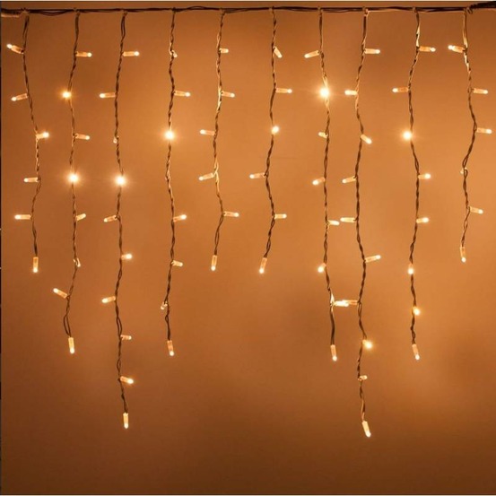 Guirlande stalactite 3m h 90cm 228 led blanc chaud câble blanc 230v ip67 lotti