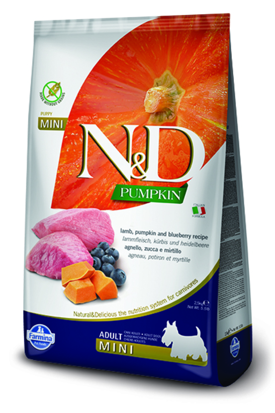Croquettes n&d potiron agneau & myrtille chien mini 7 kg