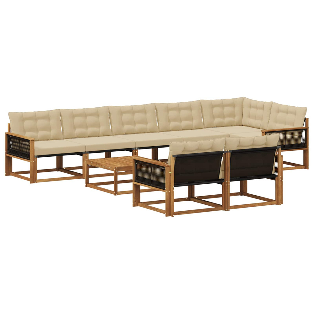 Ensemble de canapés d'extérieur 9 pcs naturel et beige