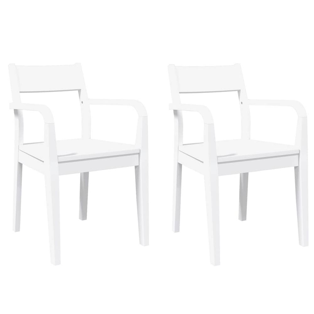 Chaises à manger 2 pcs blanc bois massif caoutchouc