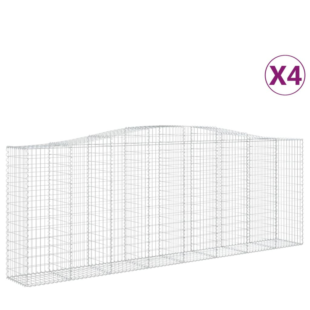 Paniers à gabions arqués 4 pcs 400x50x140/160 cm fer galvanisé