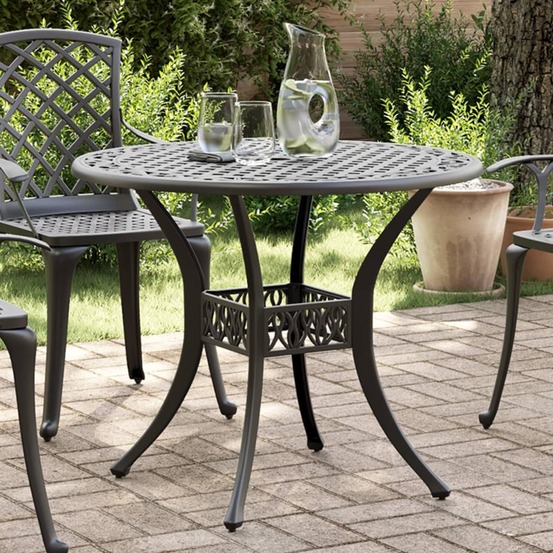 Table de jardin noir ø90x75 cm aluminium coulé