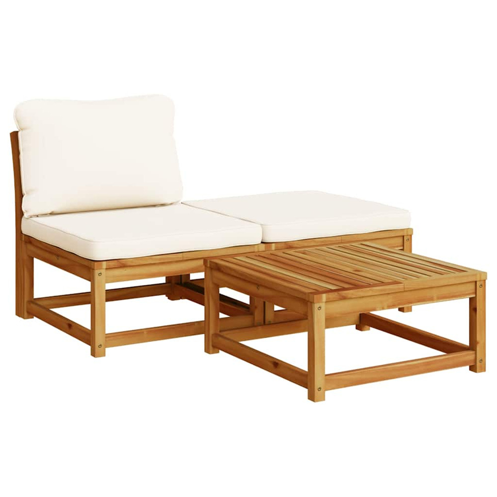 Salon de jardin 3 pcs avec coussins bois massif d'acacia