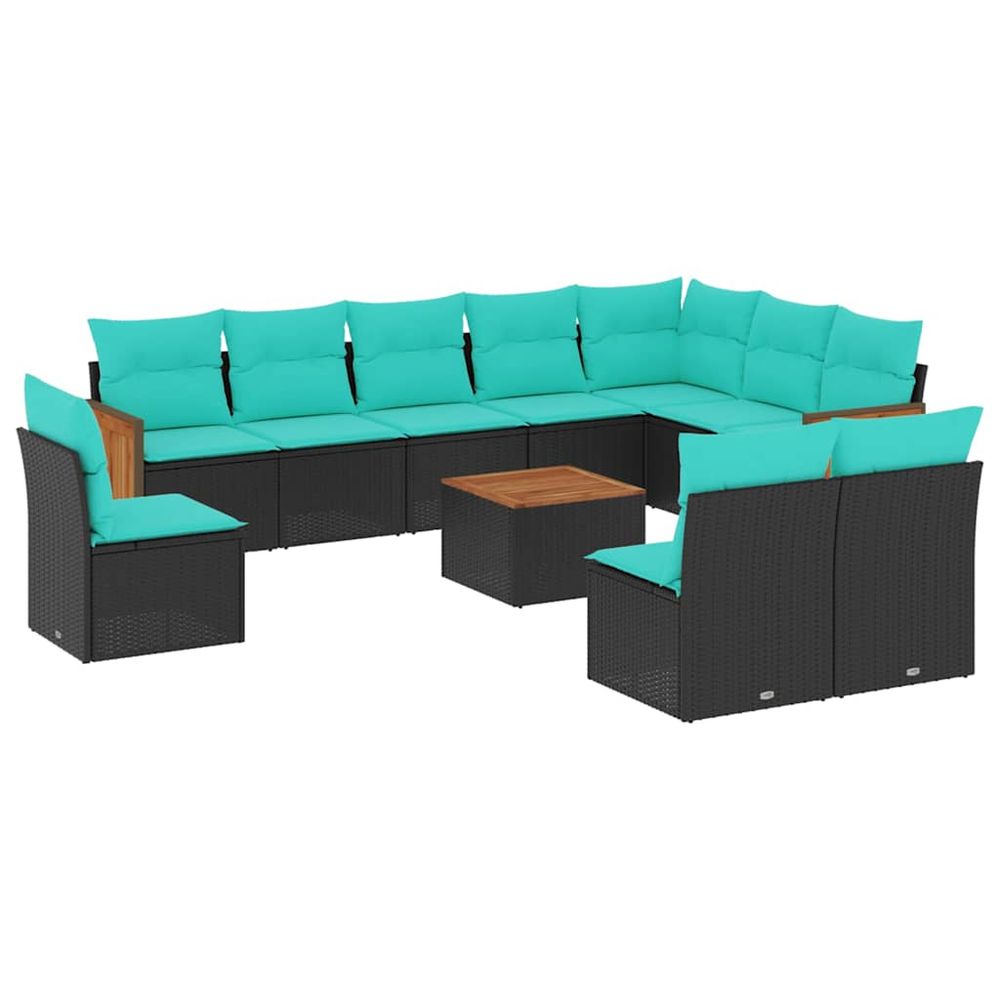 Ensemble de canapé de jardin 11 pcs avec coussins noir