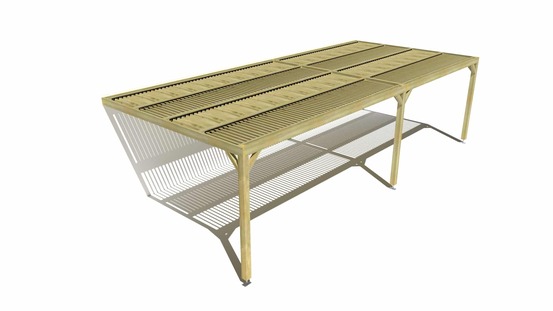 Pergola bois • 9m x 4m • adossée • sens largeur • lames orientables bioclimatiques incluses • livraison comprise