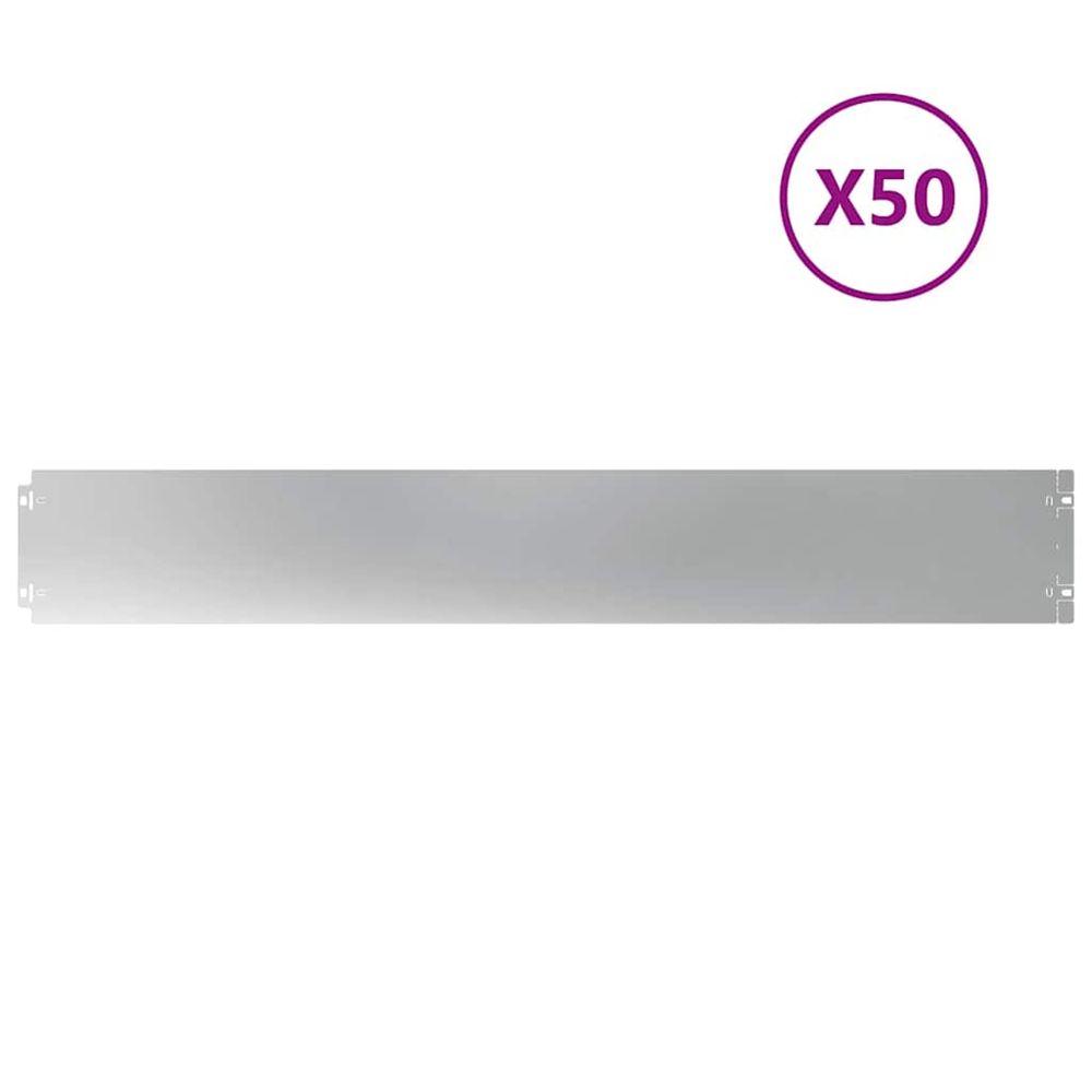 Bordure de pelouse 50 pc 15 x 103 cm acier galvanisé argenté