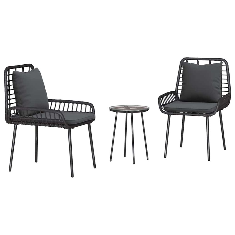 Ensemble de salle à manger pour jardin 3 pc noir et anthracite