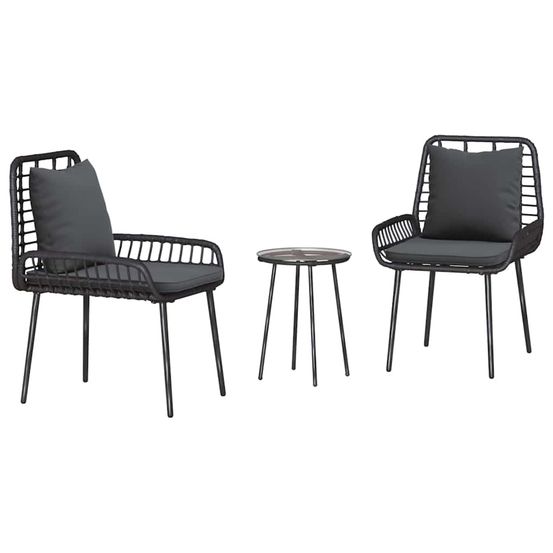Ensemble de salle à manger pour jardin 3 pc noir et anthracite