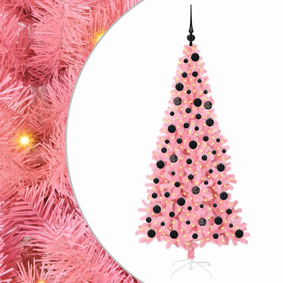 Sapin de noël avec 300 led avec support rose 180 cm pvc