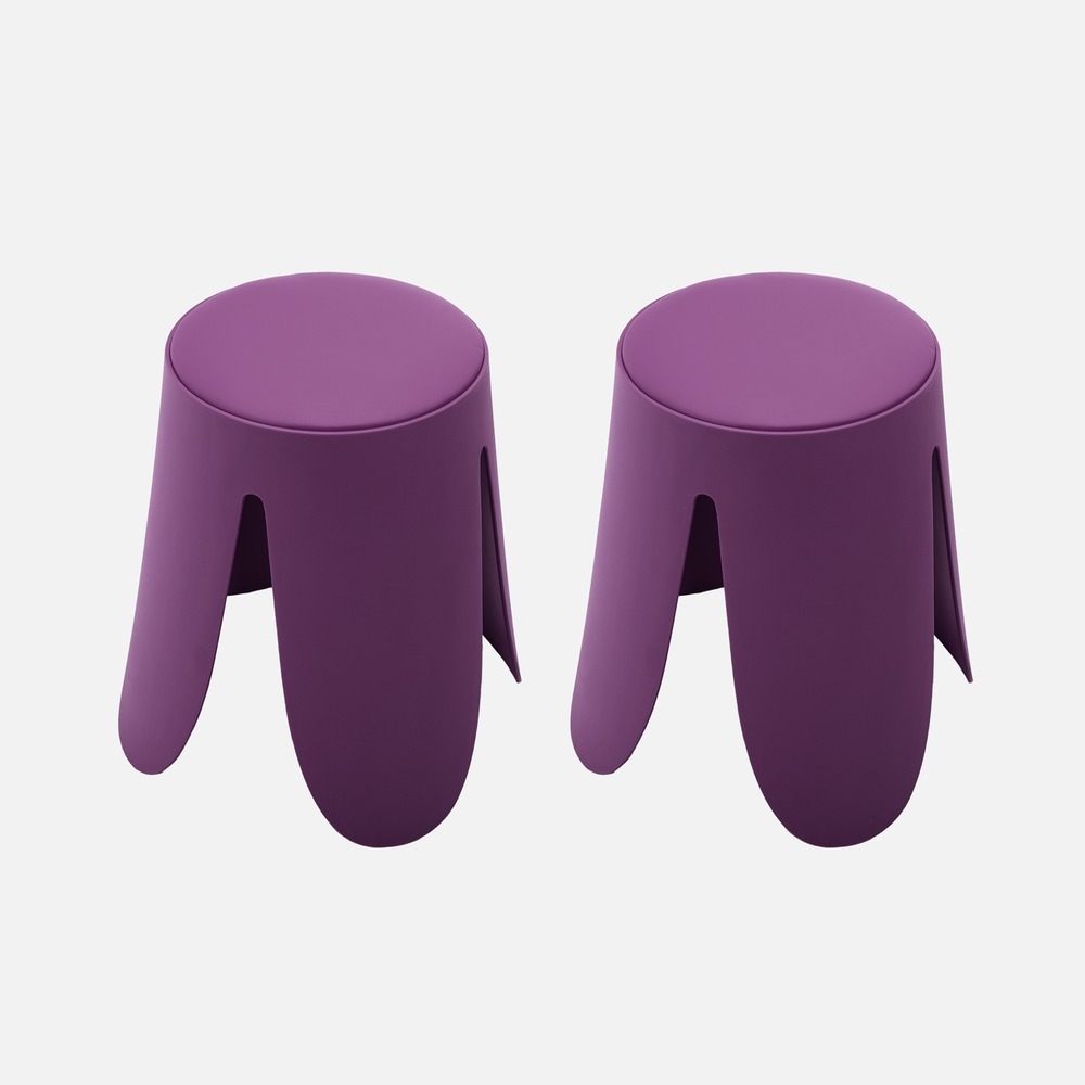 Set de 2 tabourets empilables, simili cuir, niki, ø30 / 44 x h46cm