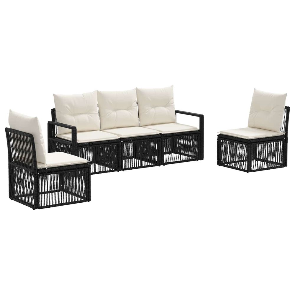 Ensemble de canapé de jardin 5 pc noir polyrotin