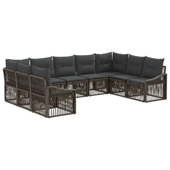 Ensemble de canapé de jardin 9 pc gris polyrotin