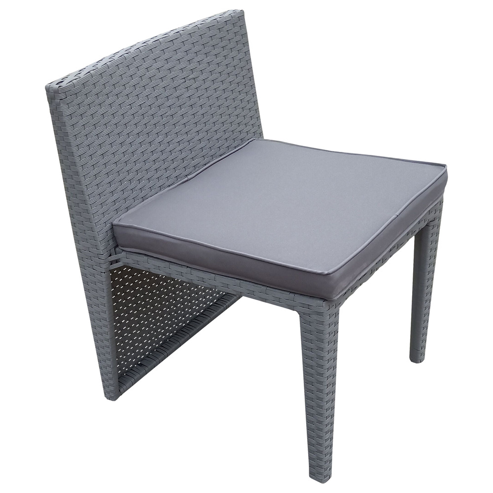 Salon de jardin encastrable santorin résine tressée grise 2 pl. Coussins gris