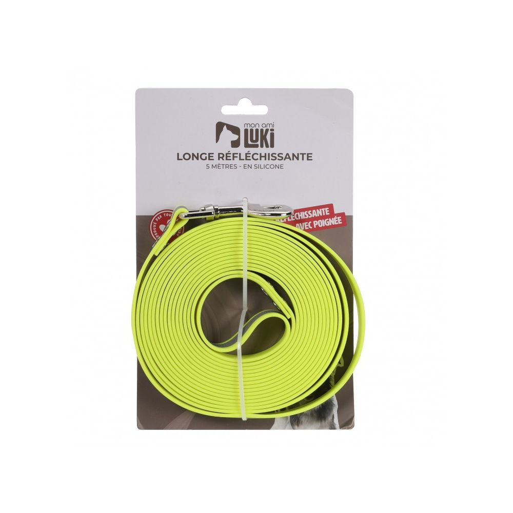 Mon ami luki - longe reflechissante silicone - jaune fluorescent - chien - 500 x 2 cm