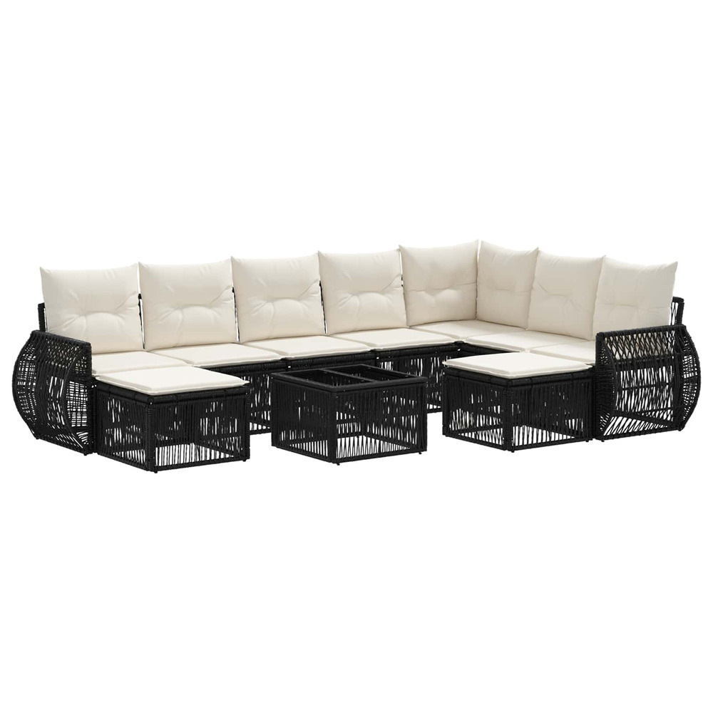 Ensemble de canapé de jardin 10 pcs noir polyrotin