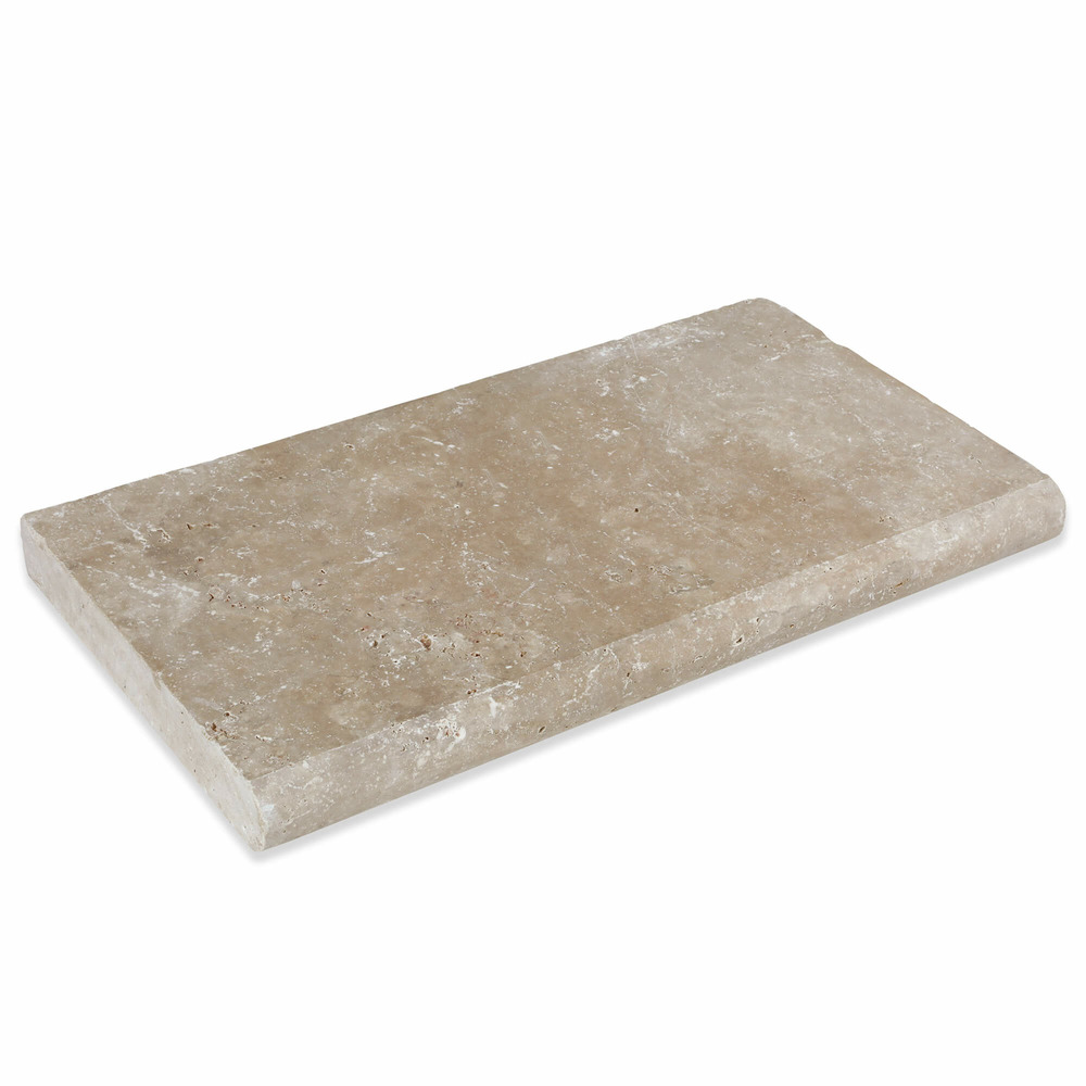 Margelle de piscine 61x33x5cm travertin beige mix 1er choix bord 1/2 rond