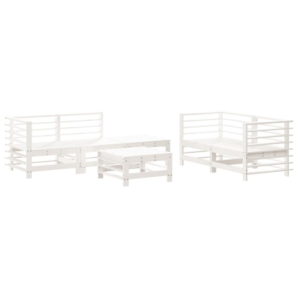 Salon de jardin 6 pcs blanc bois de pin massif