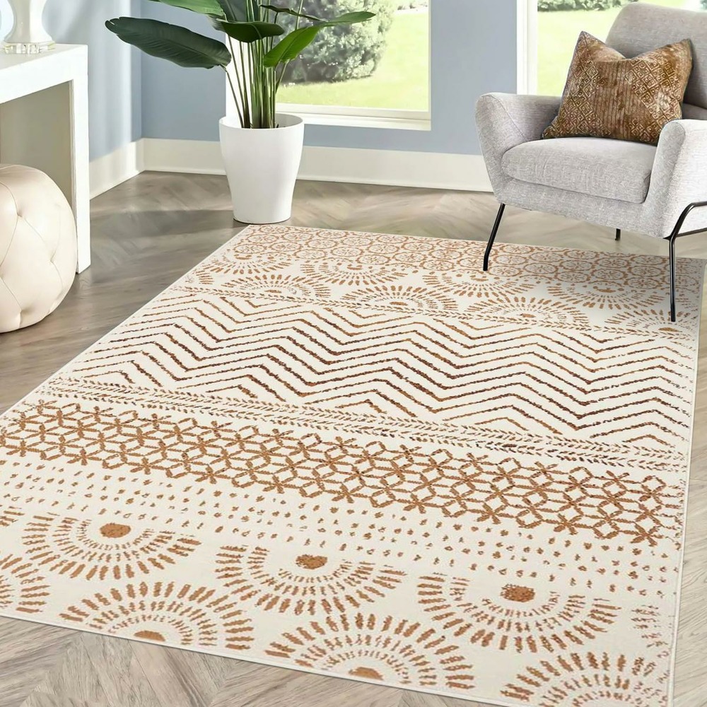 Tapis berbère 80x150 tissé motif ethnic lyn1 orienvag crème