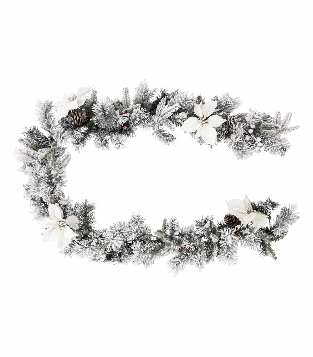 Guirlande artificielle sapin avec déco fleurs , pommes de pin et baies l 200 cm