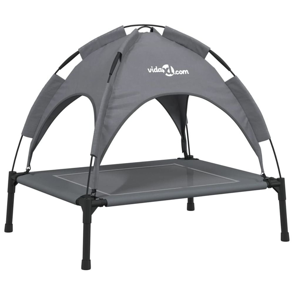 Lit pour chien avec auvent anthracite tissu oxford et acier