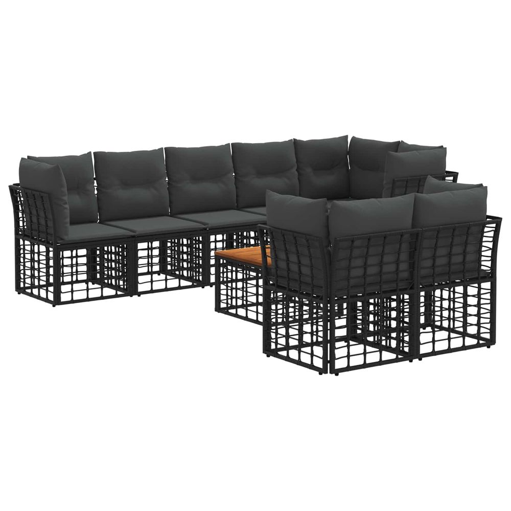 Ensemble de canapés d'extérieur 9 pc noir et gris foncé