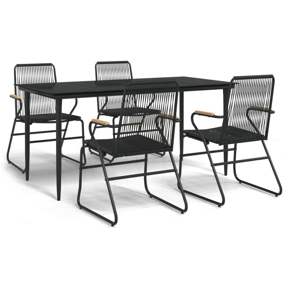 Ensemble à manger de jardin 5 pcs noir rotin pvc