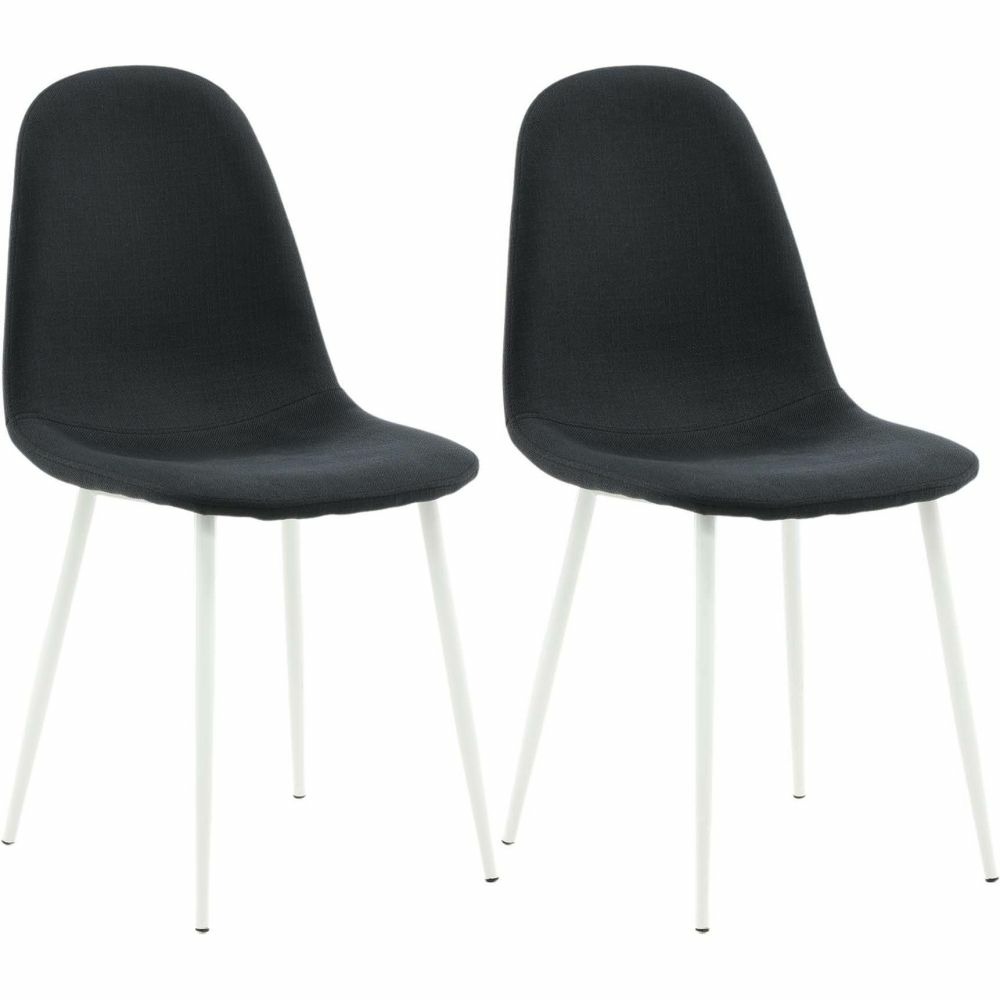 Chaise en tissu avec pieds en acier polar (lot de 2) noir et blanc