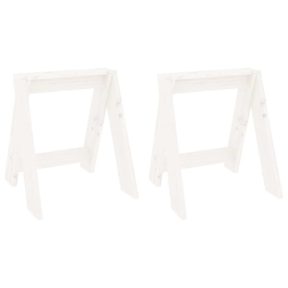 Tabourets lot de 2 blanc 40x40x45 cm bois massif de pin