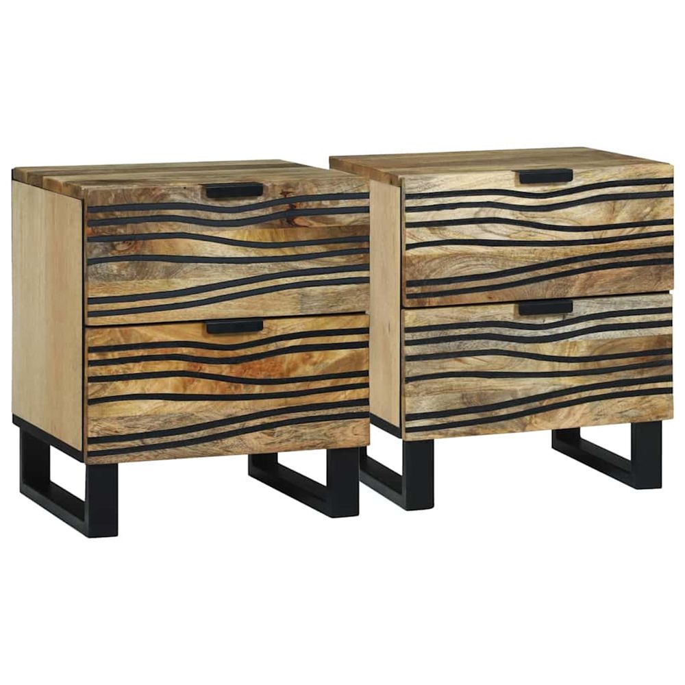 Table de chevet 2 pc naturel 40 x 33 x 46 cm bois d'ingénierie