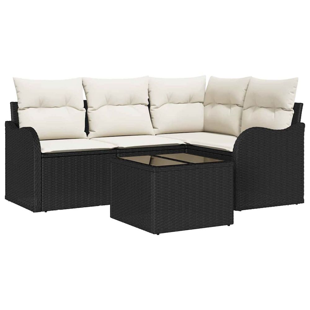 Ensemble de canapé de jardin 5 pc noir polyrotin