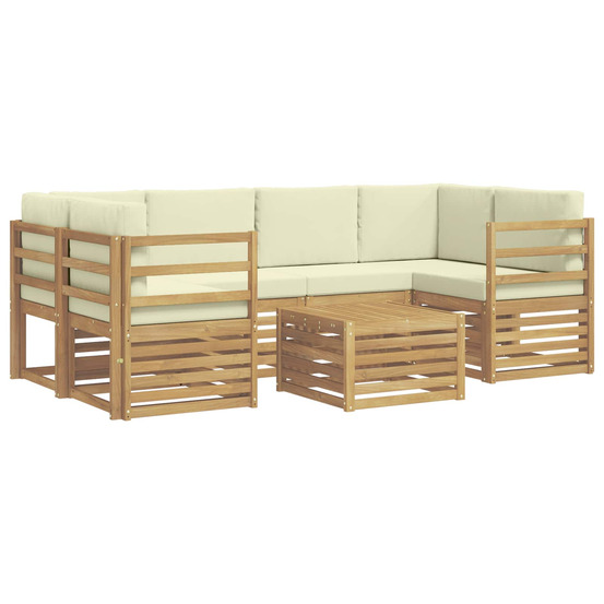 Ensemble de canapés d'extérieur 7 pcs blanc et crème polyester