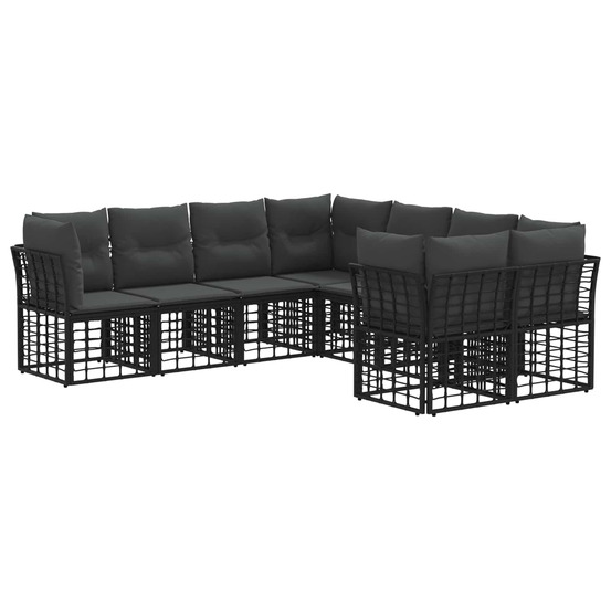 Ensemble de canapés d'extérieur 8 pcs noir et gris foncé