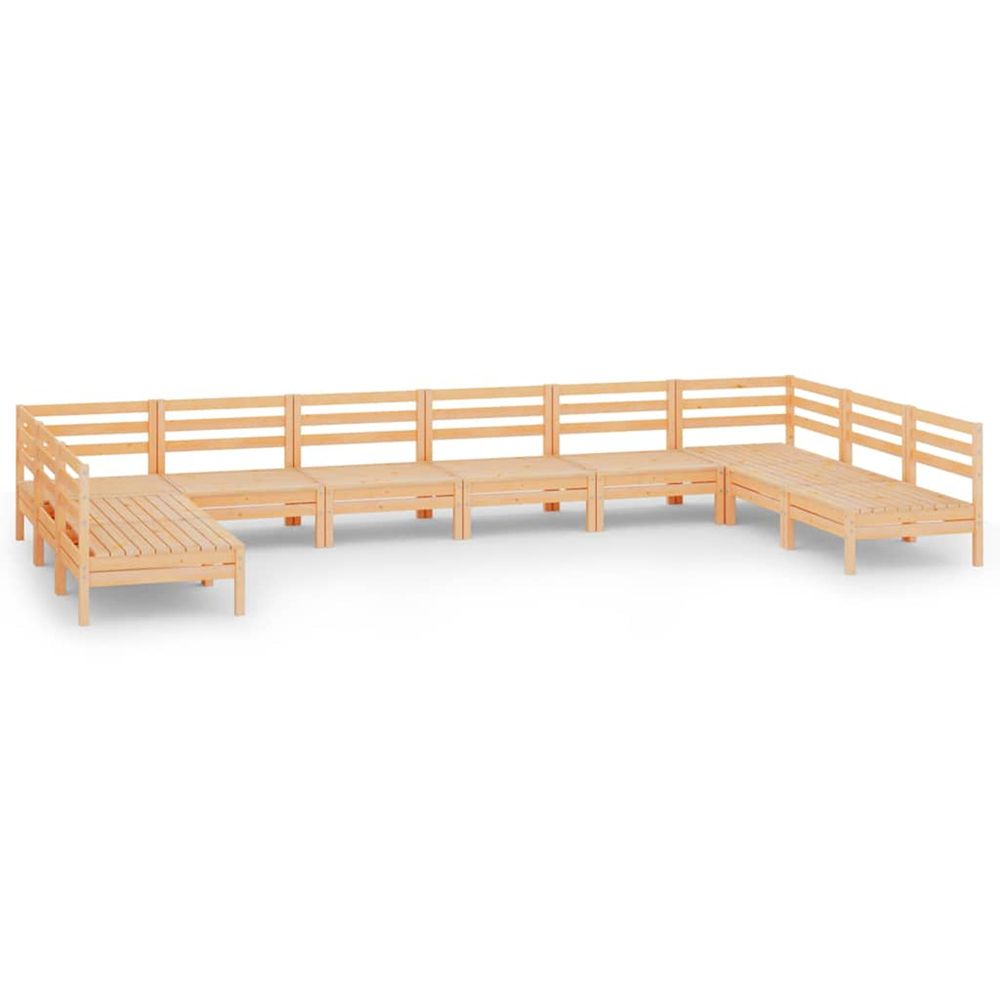 Salon de jardin 10 pcs bois de pin massif