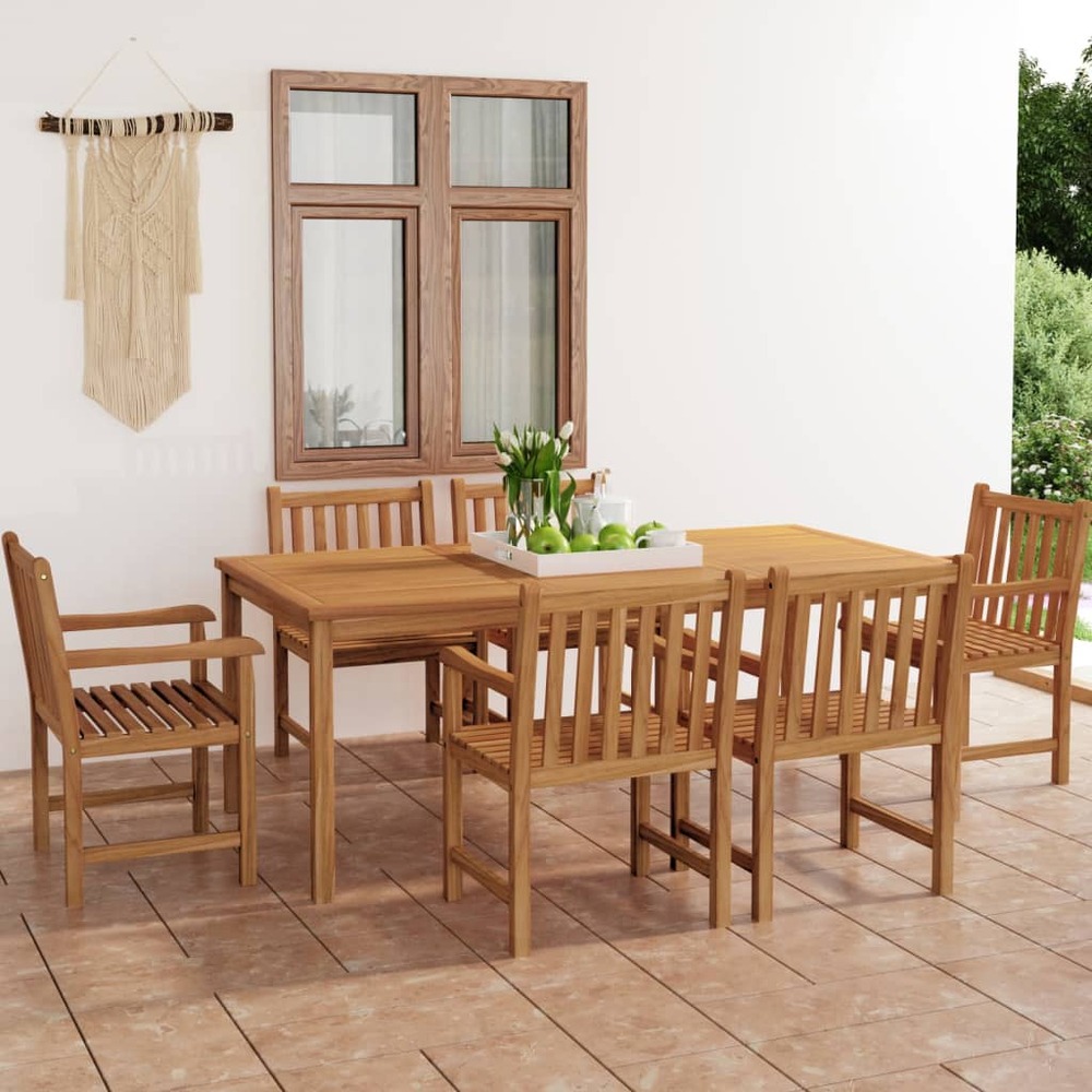 Ensemble à manger de jardin 7 pcs bois de teck solide