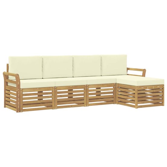 Ensemble de canapés d'extérieur 5 pc blanc et crème polyester