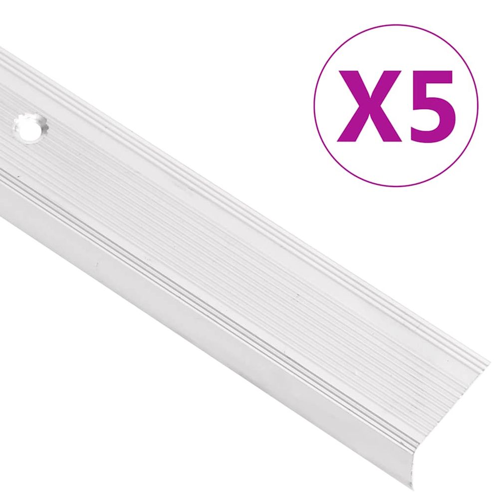 Nez de marche forme en l 5 pcs aluminium 100 cm argenté