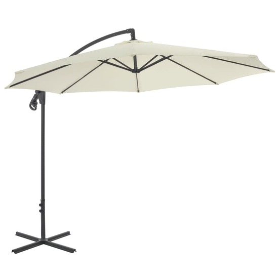Parasol de jardin en porte-à-faux avec poteau en acier sable