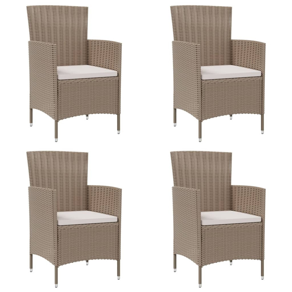 Chaises de jardin avec coussins lot de 4 résine tressée beige