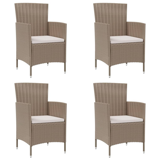 Chaises de jardin avec coussins lot de 4 résine tressée beige