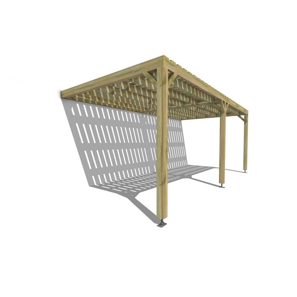 Pergola bois • 6m x 3m • adossée • sens largeur • platelage bois • livraison comprise