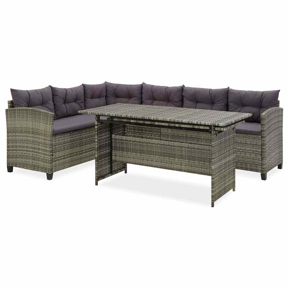Salon de jardin 2 pcs avec coussins résine tressée gris