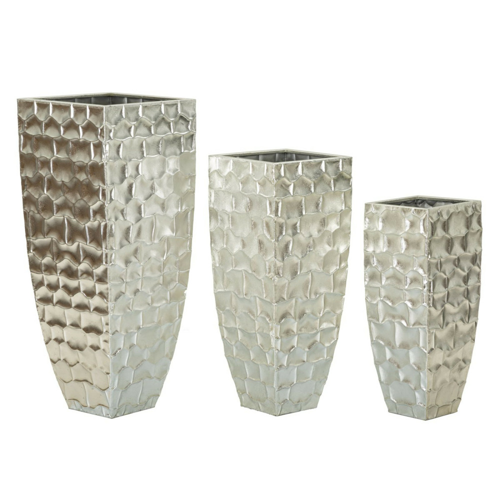 Lot de 3 vases en métal argy 90cm argent