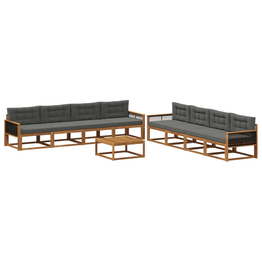 Ensemble de canapés d'extérieur 9 pcs naturel et anthracite