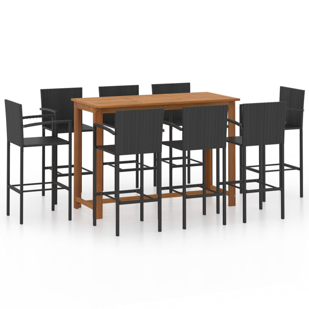 Ensemble de bar de jardin 9 pcs noir