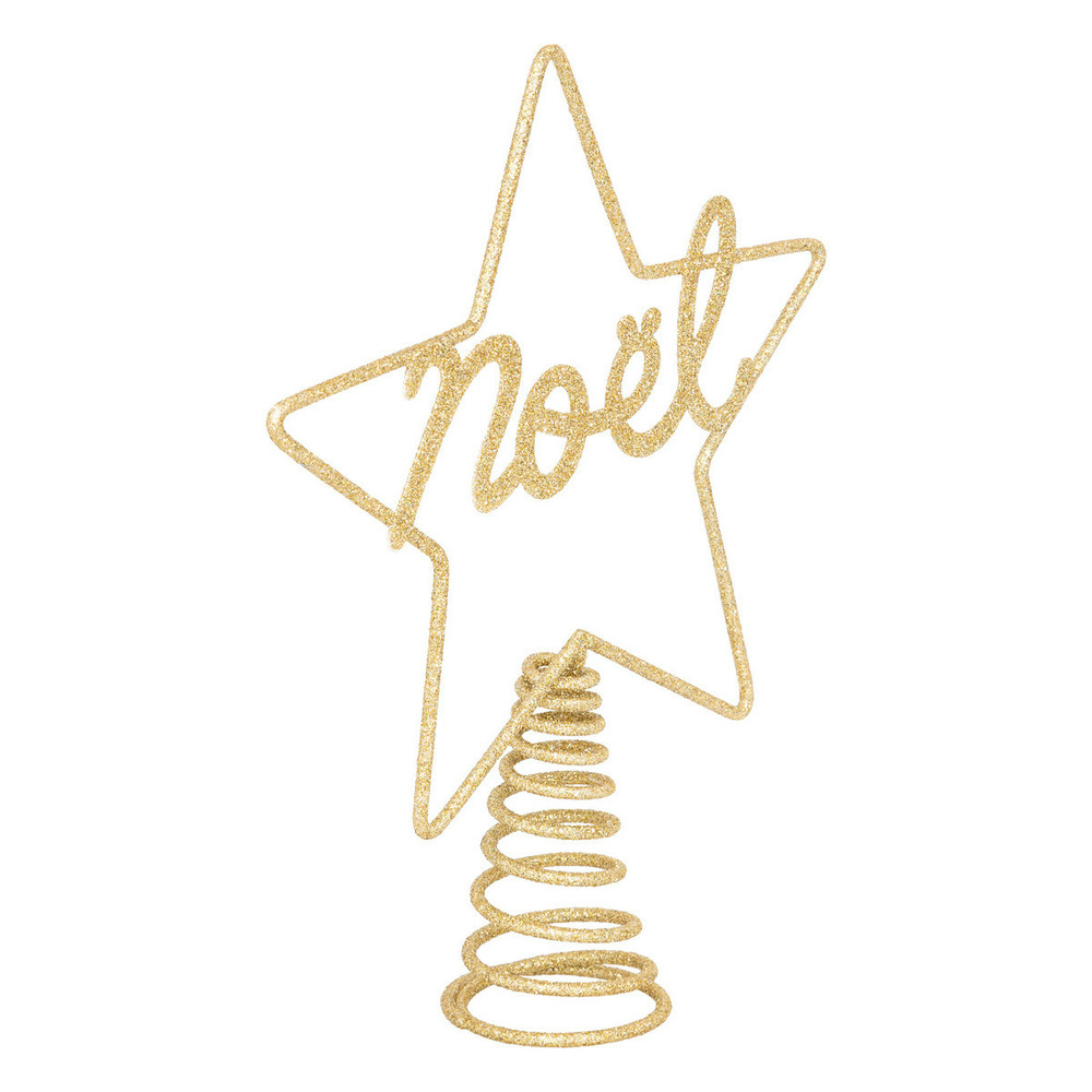 Déco sapin de noël cimier étoile noël en métal doré pailleté