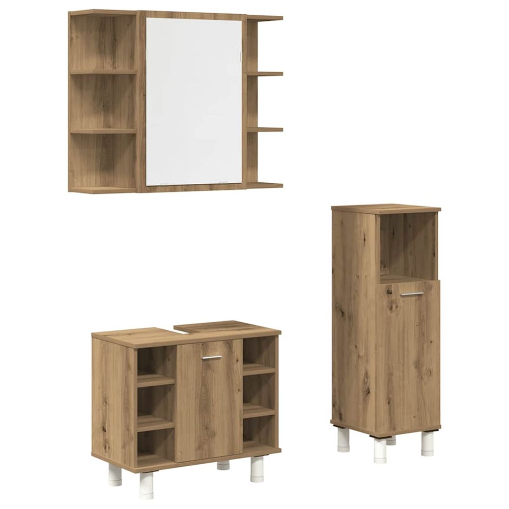 Ensemble de meubles salle de bain 3 pcs bois d'ingénierie